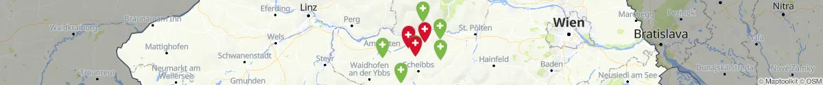Kartenansicht für Apotheken-Notdienste in der Nähe von Petzenkirchen (Melk, Niederösterreich)